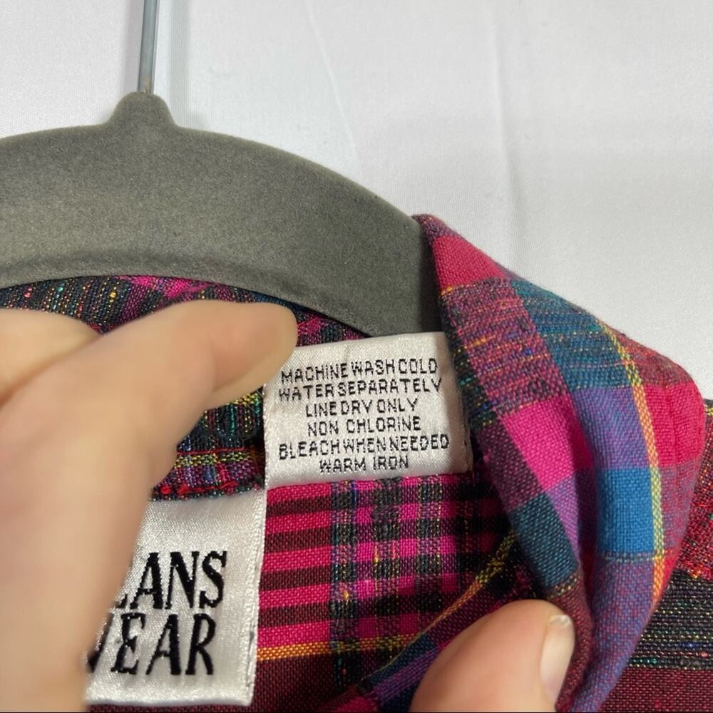 Jeans Wear, Vintage Plaid Button Down Shirt, Size Large. Hidden Buttons! - Picture 5 of 7
